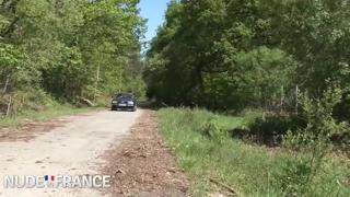 Strawberry blonde slut gets destroyed by older dude in bushes, pure chaos