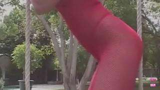 Red-panted cougar tutors rough sex positions, satisfying lustful appetites