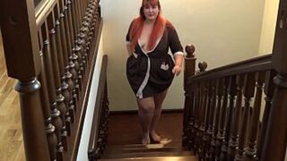 Naughty bbw fuck sex toys fatty pussy and a big butt, a passionate anal orgasm.