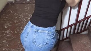 My neighbor fucks my ass on the stairs - Hot amateur girl - Anal sex -