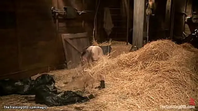 Blonde trainee Penny Pax gets bound &mdash;  whipped &mdash;  and fucked in back arch while big cock🍆 gimp Owen Gray rides her in doggy