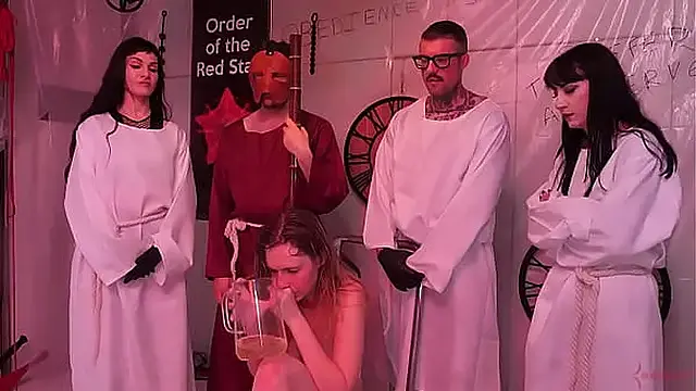 Piss fetish teen submissive rides doms cock in reverse cowgirl BDSM fuck action