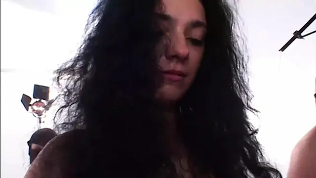 Tiny titted German girl gets rough group action