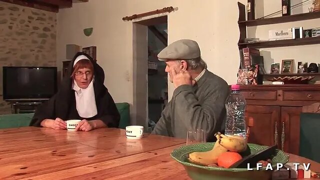 Grandpa and his friend defile a nun's ass