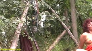Raunchy 80+ Grandma Sucks and Fucks Two Men in Brutal Outdoor Threesome Frenzy