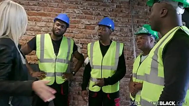 Big titty blonde Nathaly Cherie enjoys 4 big black dicks in this intense interracial gangbang &mdash;  getting drenched in white cum 