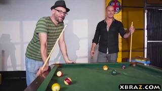 Quitter waitress gets dominated, her juicy booty surrendered on pool table like a sloppy, dirty prize
