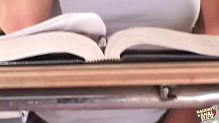 As Older Dude's Wife Watches, 'Haley Paige Sucks Cock🍆 & Rides His Meat' in Detention Sin